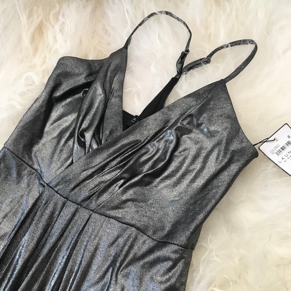 LAUNDRY BY SHELLI SEGAL Metallic Pleated Faux Wrap - Picture 7 of 8